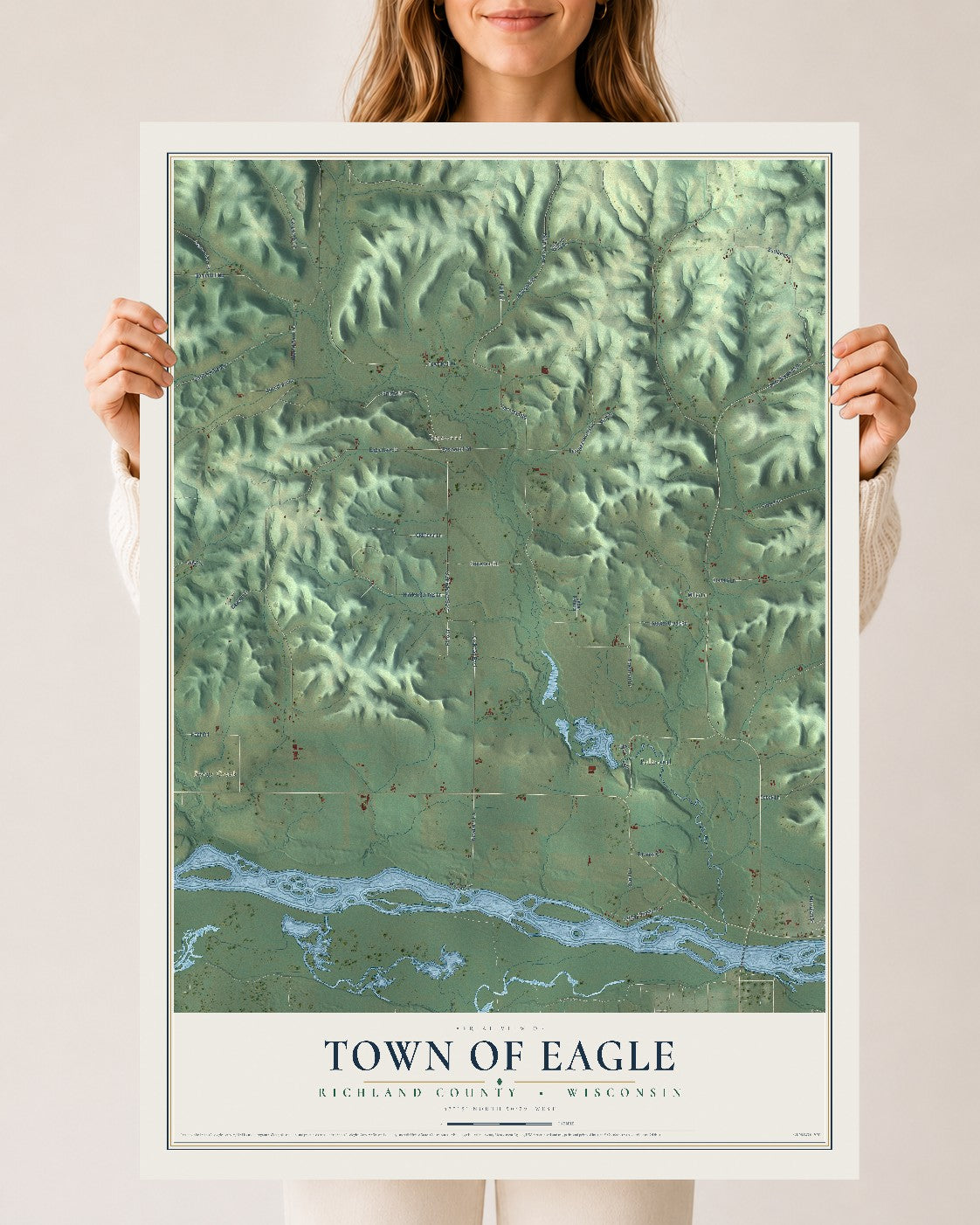 Map of the Town of Eagle, Richland County, Wisconsin, 24 x 36 inch unframed archival matte print