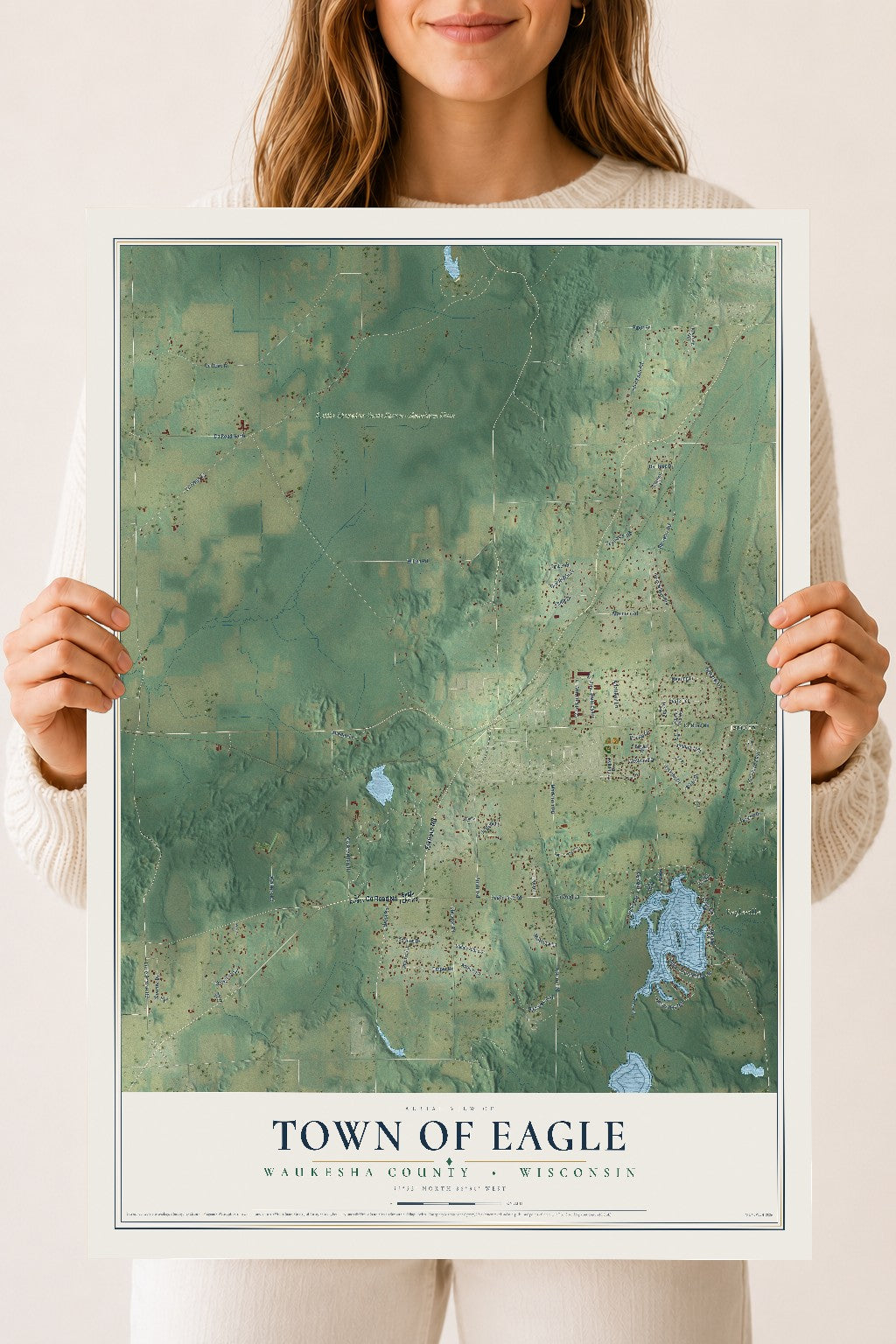 Map of the Town of Eagle, Waukesha County, Wisconsin, 18 x 24 inch unframed archival matte print
