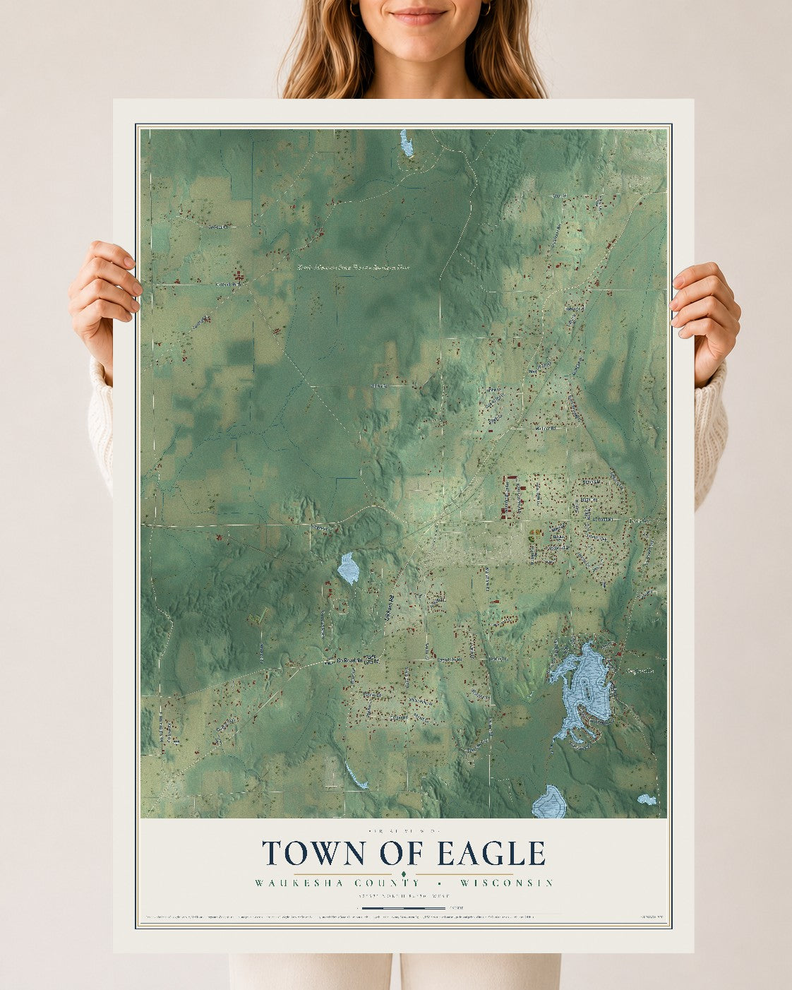 Map of the Town of Eagle, Waukesha County, Wisconsin, 24 x 36 inch unframed archival matte print