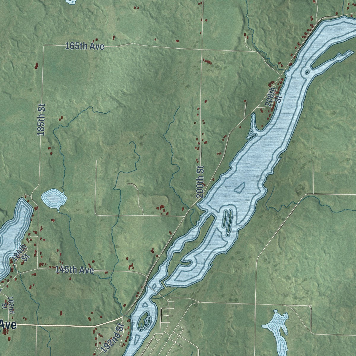 Second close-up of the map of Eagle Point, Wisconsin print showing more streets and buildings