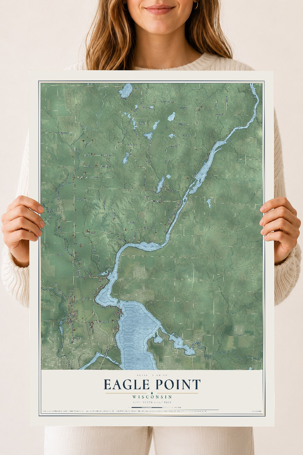Map of Eagle Point, Wisconsin, 18 x 24 inch unframed archival matte print