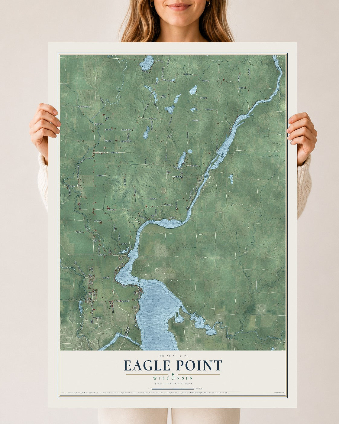Map of Eagle Point, Wisconsin, 24 x 36 inch unframed archival matte print