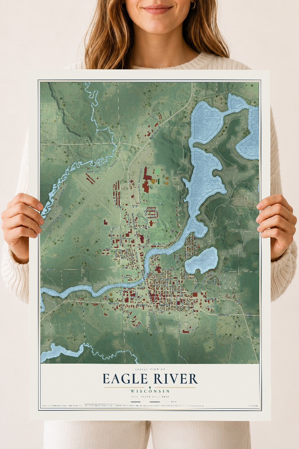 Map of Eagle River, Wisconsin, 18 x 24 inch unframed archival matte print