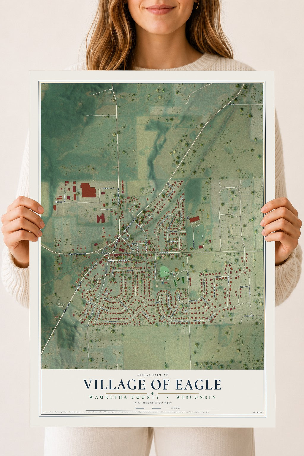 Map of Eagle, Wisconsin, 18 x 24 inch unframed archival matte print