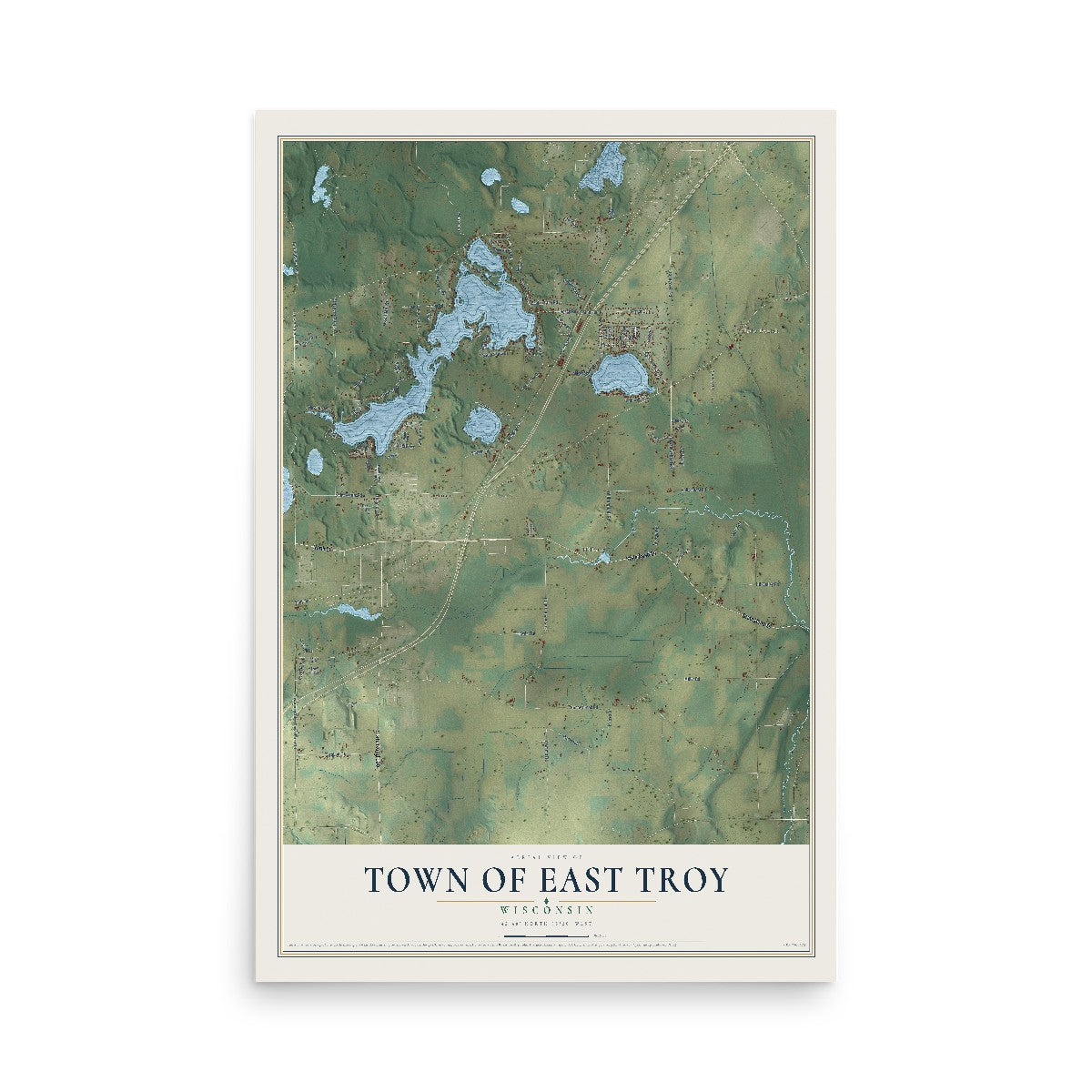 Map of the Town of East Troy, Wisconsin, 12 x 18 inch unframed archival matte print