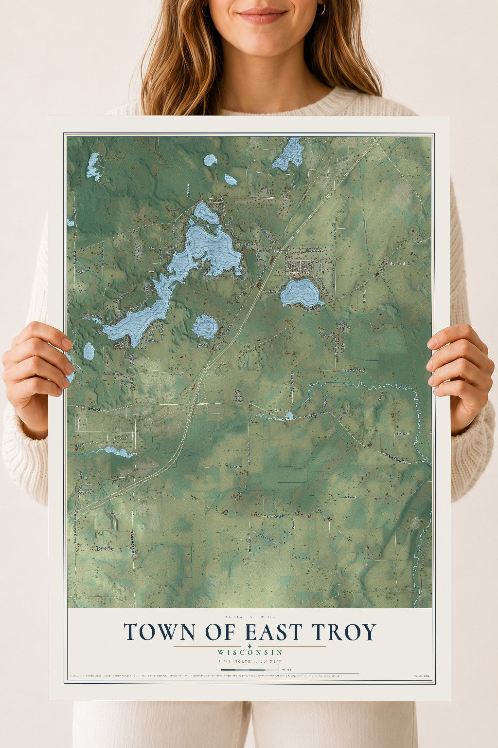 Map of the Town of East Troy, Wisconsin, 18 x 24 inch unframed archival matte print