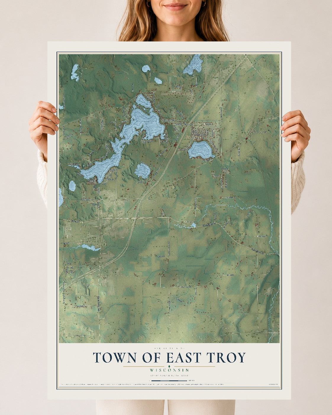 Map of the Town of East Troy, Wisconsin, 24 x 36 inch unframed archival matte print