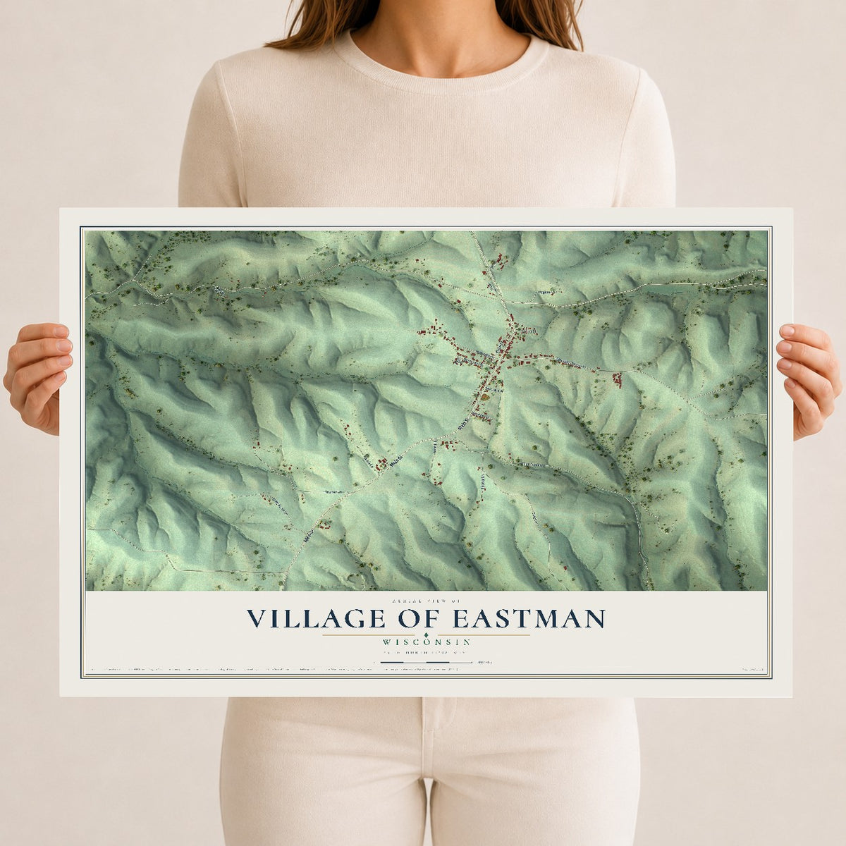 Map of Eastman, Wisconsin, 12 x 18 inch unframed archival matte print