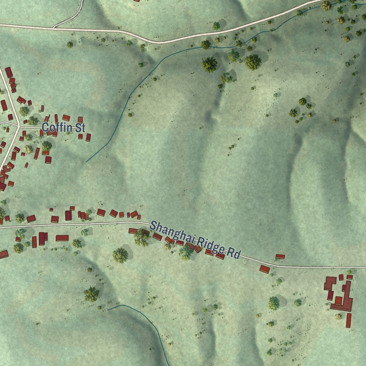Close-up of the map of Eastman, Wisconsin print showing street and building detail