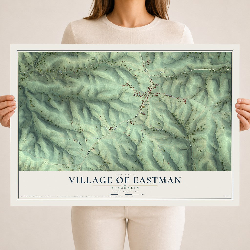 Map of Eastman, Wisconsin, 18 x 24 inch unframed archival matte print