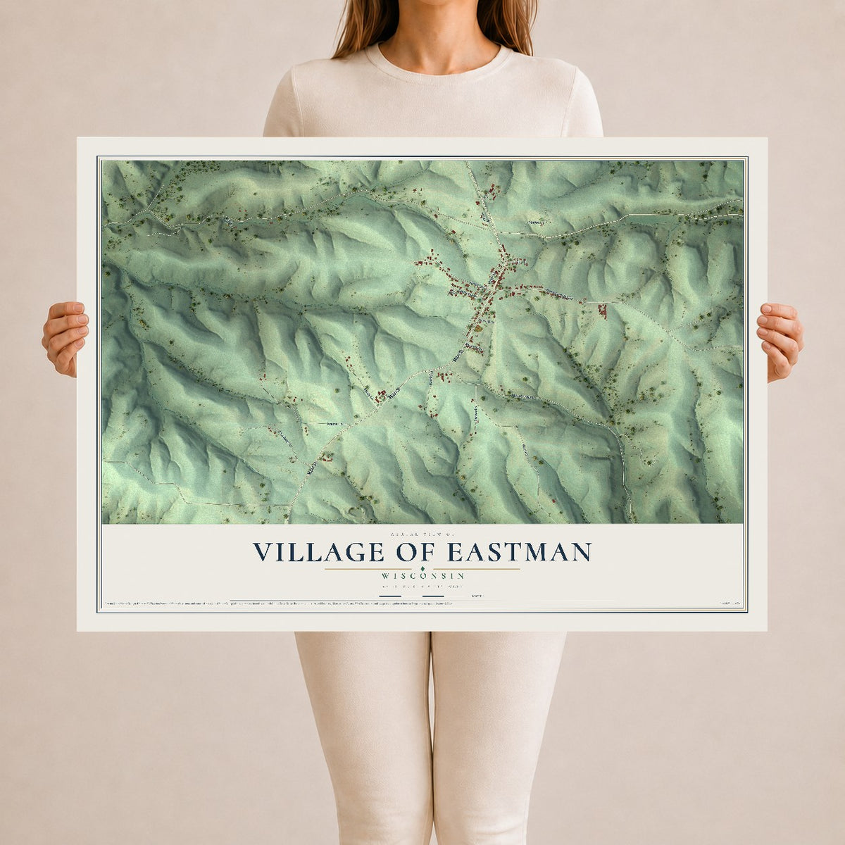 Map of Eastman, Wisconsin, 24 x 36 inch unframed archival matte print