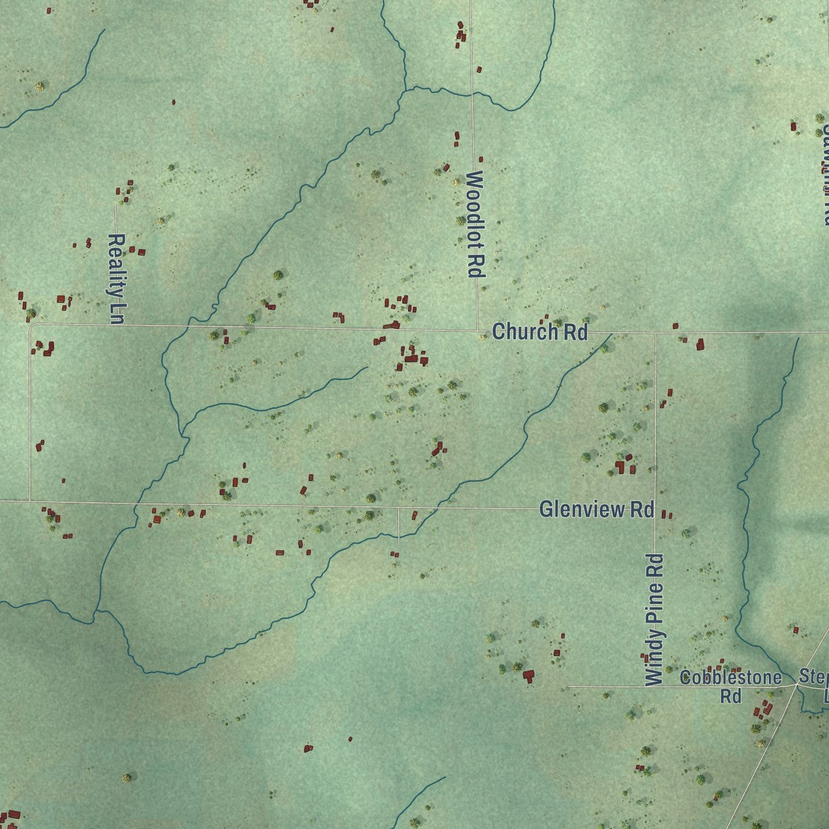 Close-up of the map of Easton, Marathon County, Wisconsin print showing street and building detail