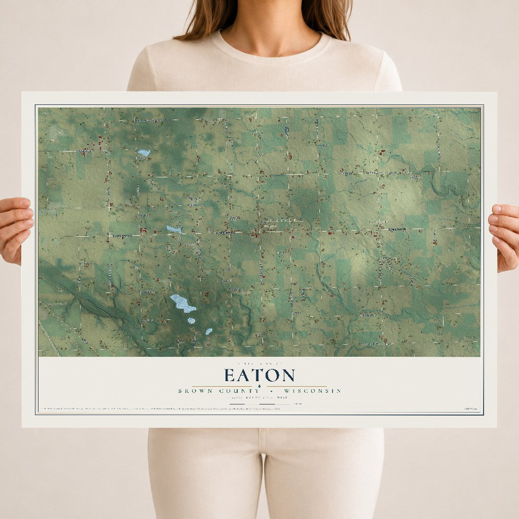 Map of Eaton, Brown County, Wisconsin, 18 x 24 inch unframed archival matte print