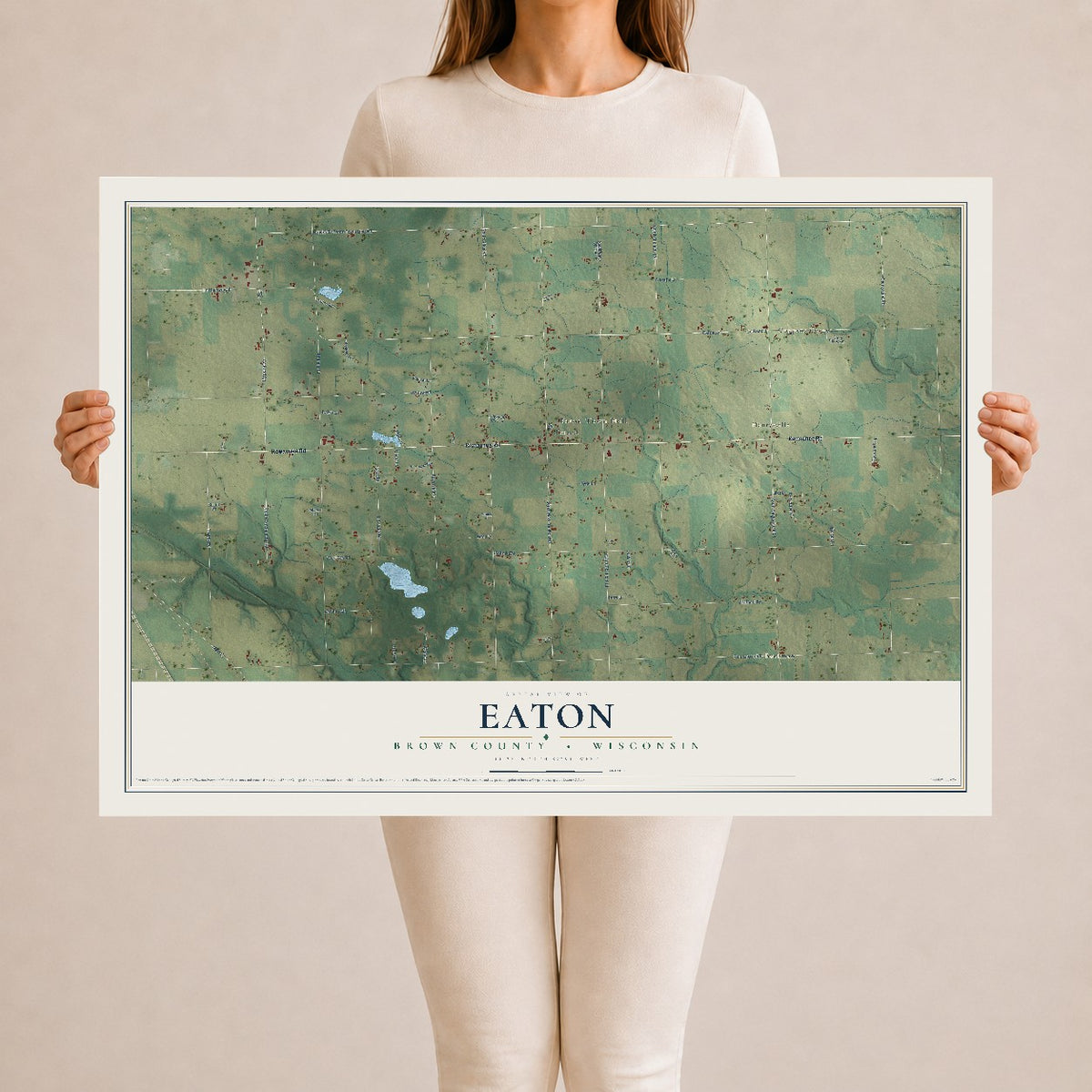 Map of Eaton, Brown County, Wisconsin, 24 x 36 inch unframed archival matte print