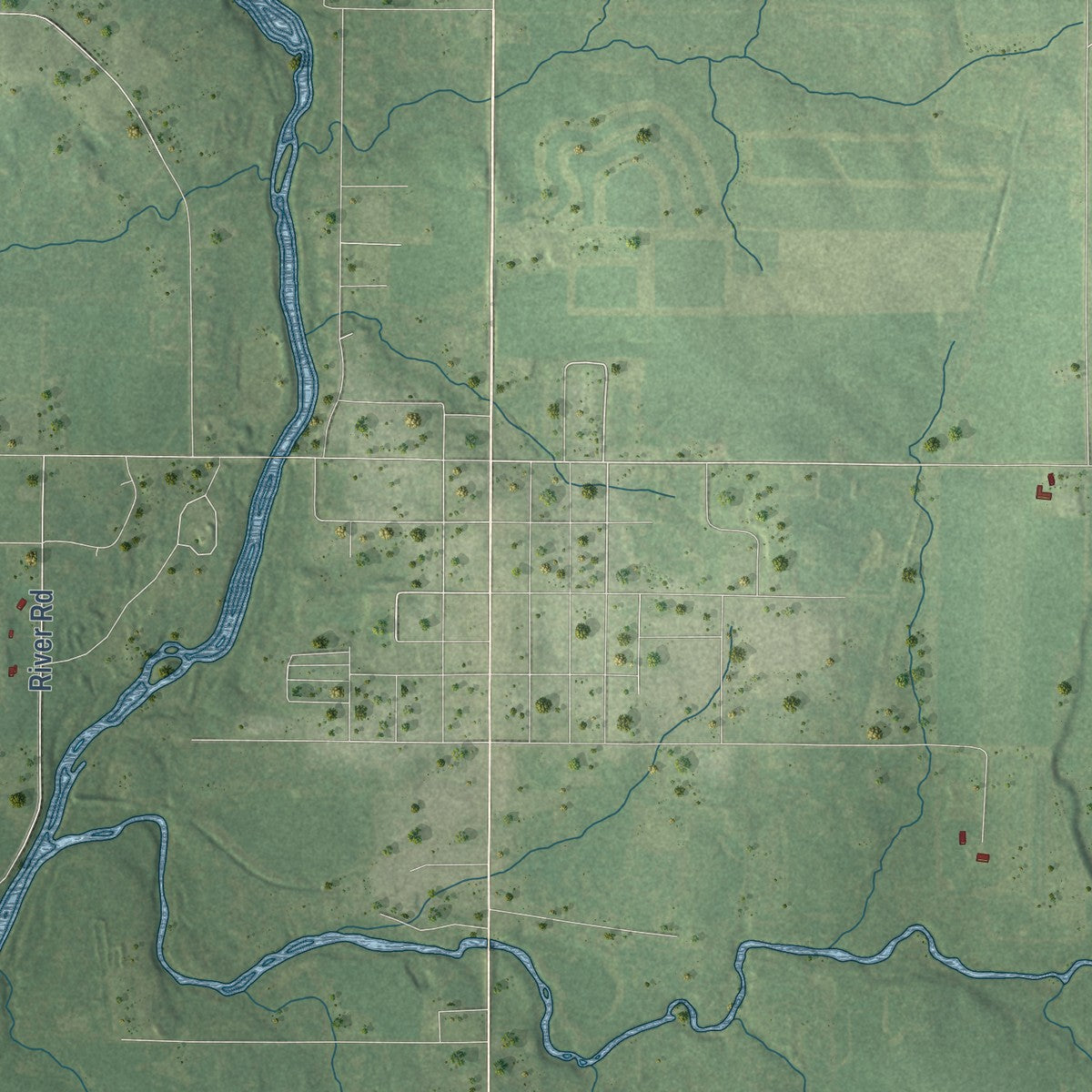 Close-up of the map of Eaton, Clark County, Wisconsin print showing street and building detail