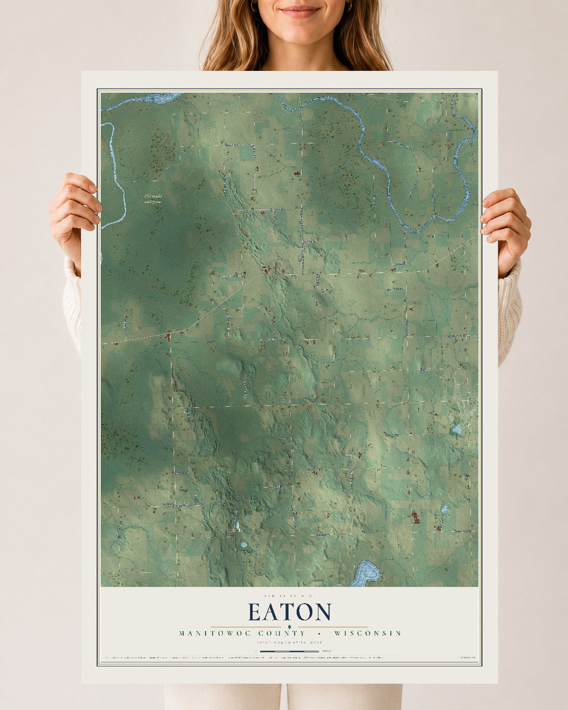 Map of Eaton, Manitowoc County, Wisconsin, 24 x 36 inch unframed archival matte print