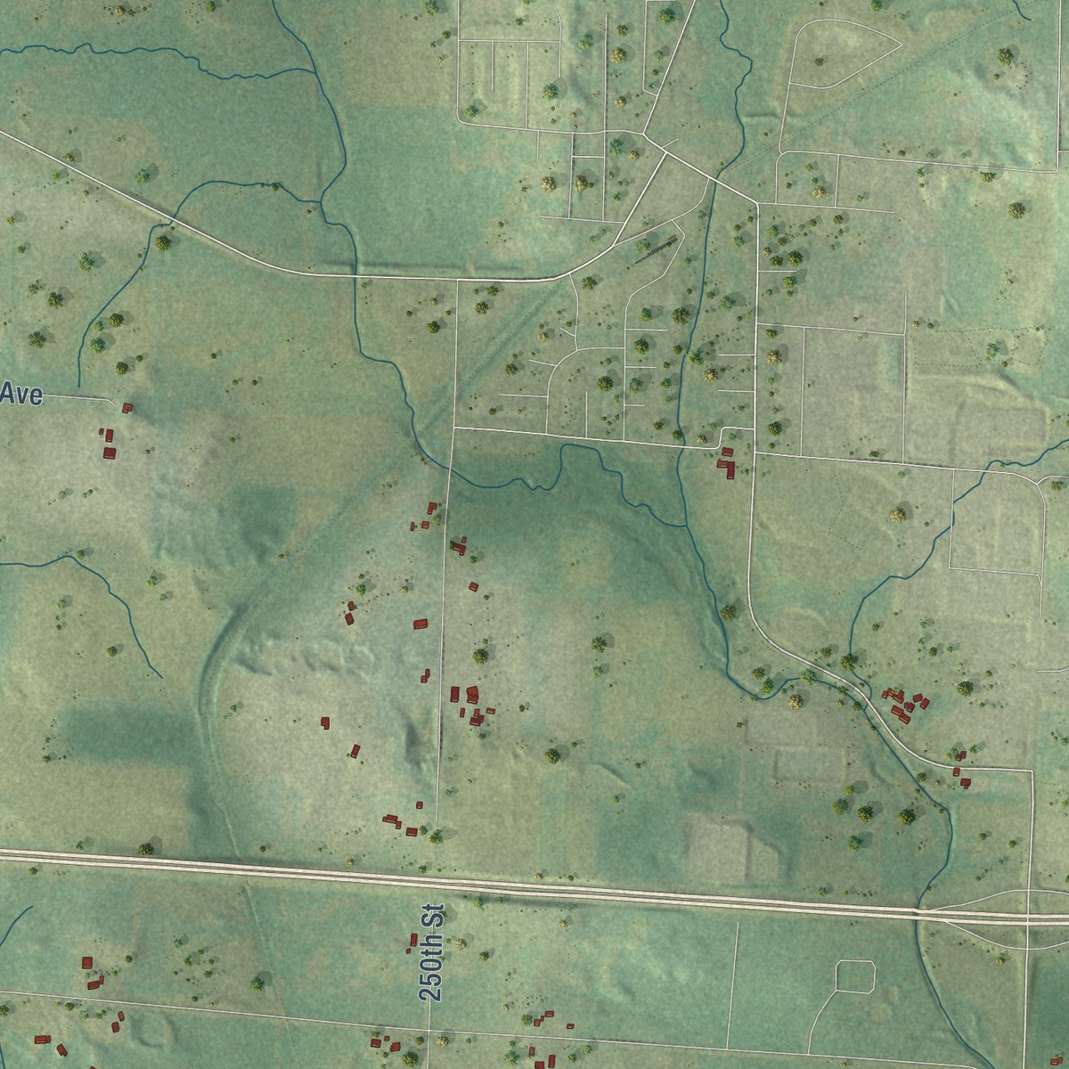 Close-up of the map of Eau Galle, St. Croix County, Wisconsin print showing street and building detail