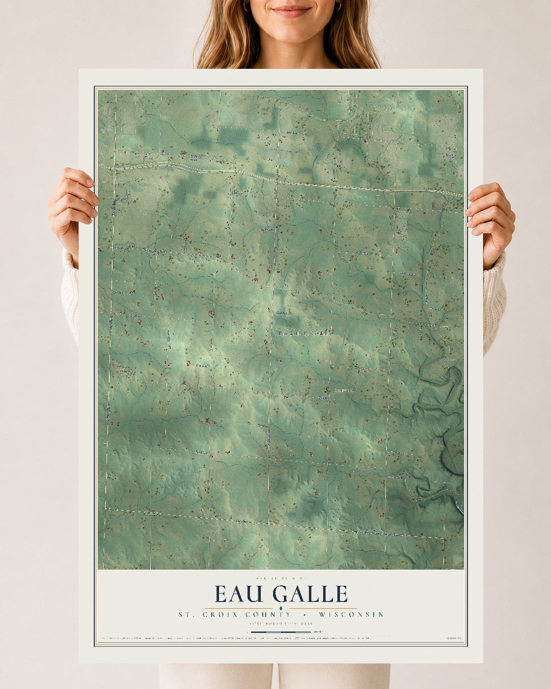 Map of Eau Galle, St. Croix County, Wisconsin, 24 x 36 inch unframed archival matte print