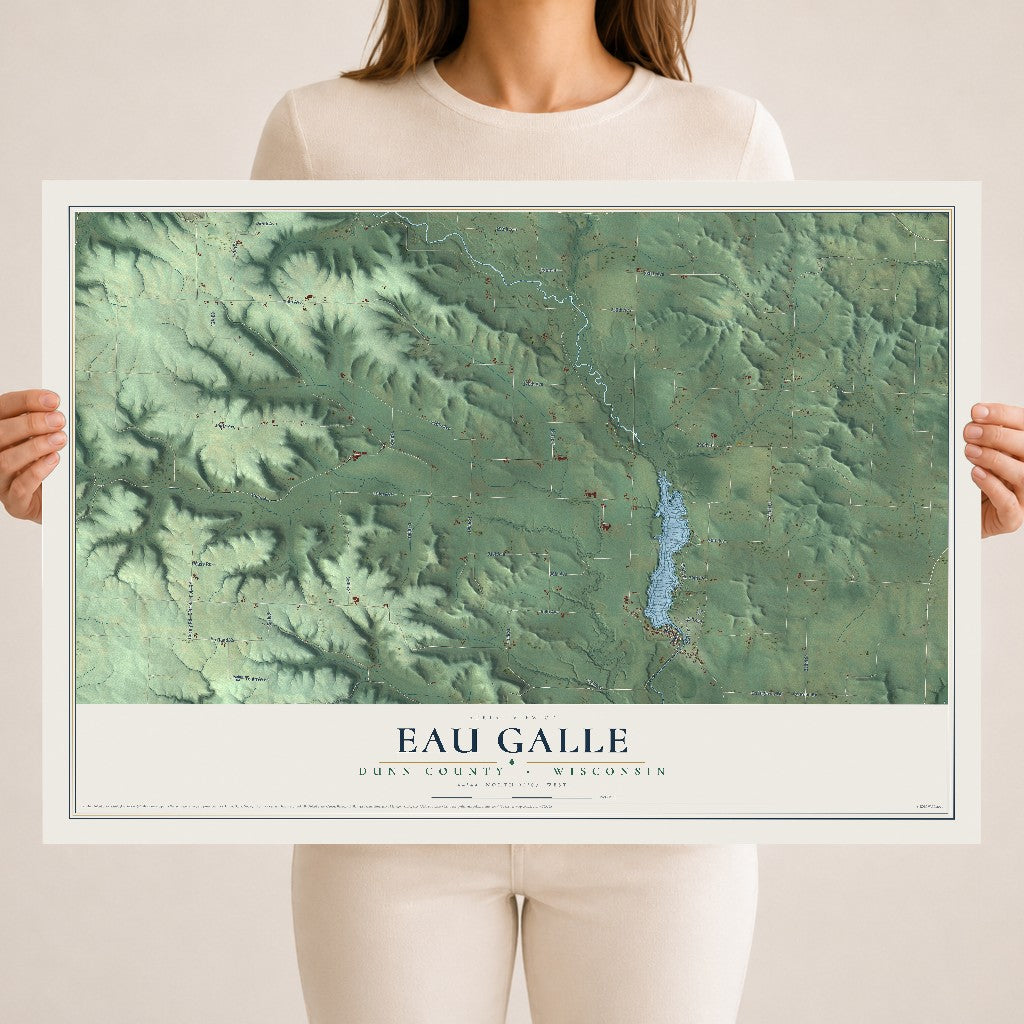 Map of Eau Galle, Dunn County, Wisconsin, 18 x 24 inch unframed archival matte print