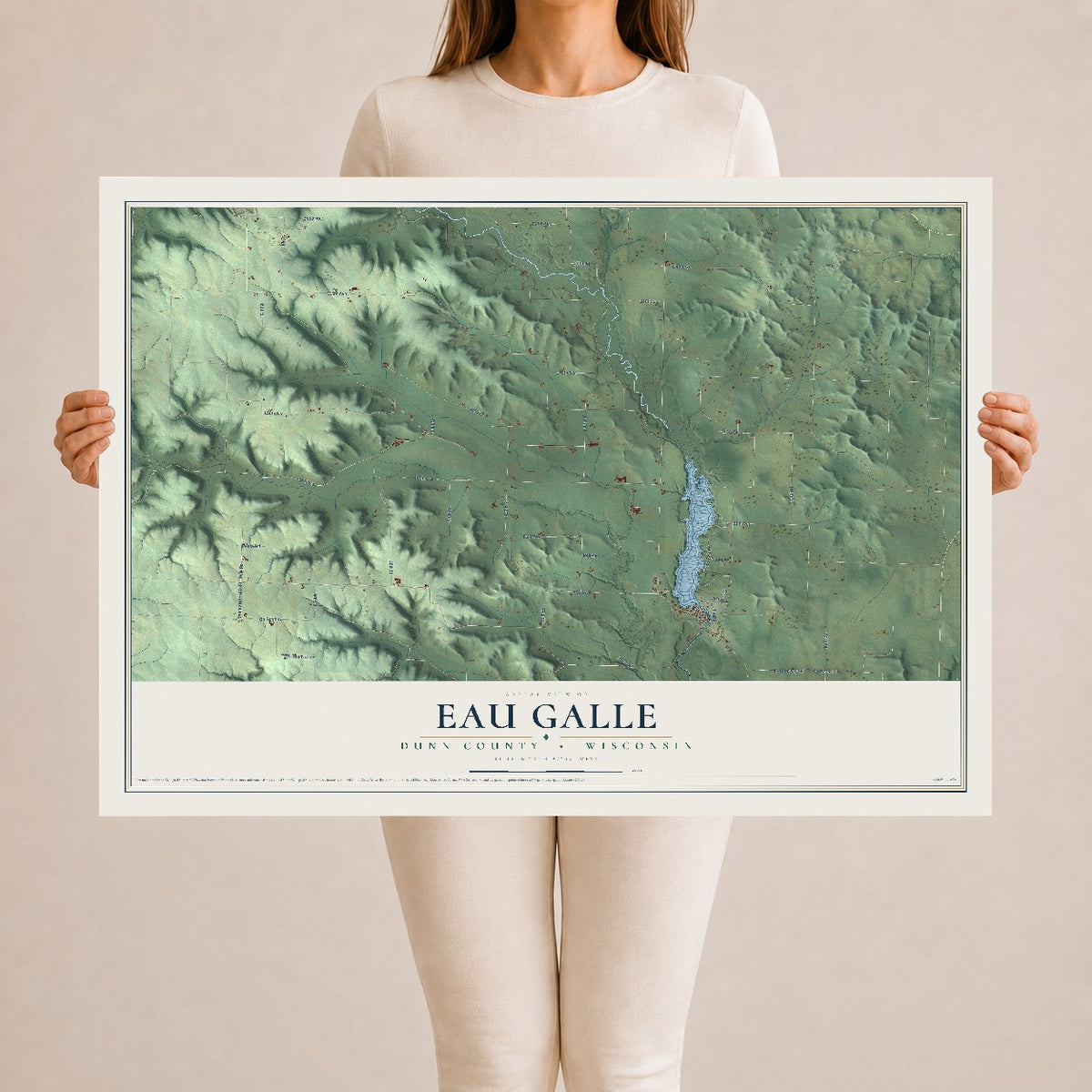 Map of Eau Galle, Dunn County, Wisconsin, 24 x 36 inch unframed archival matte print