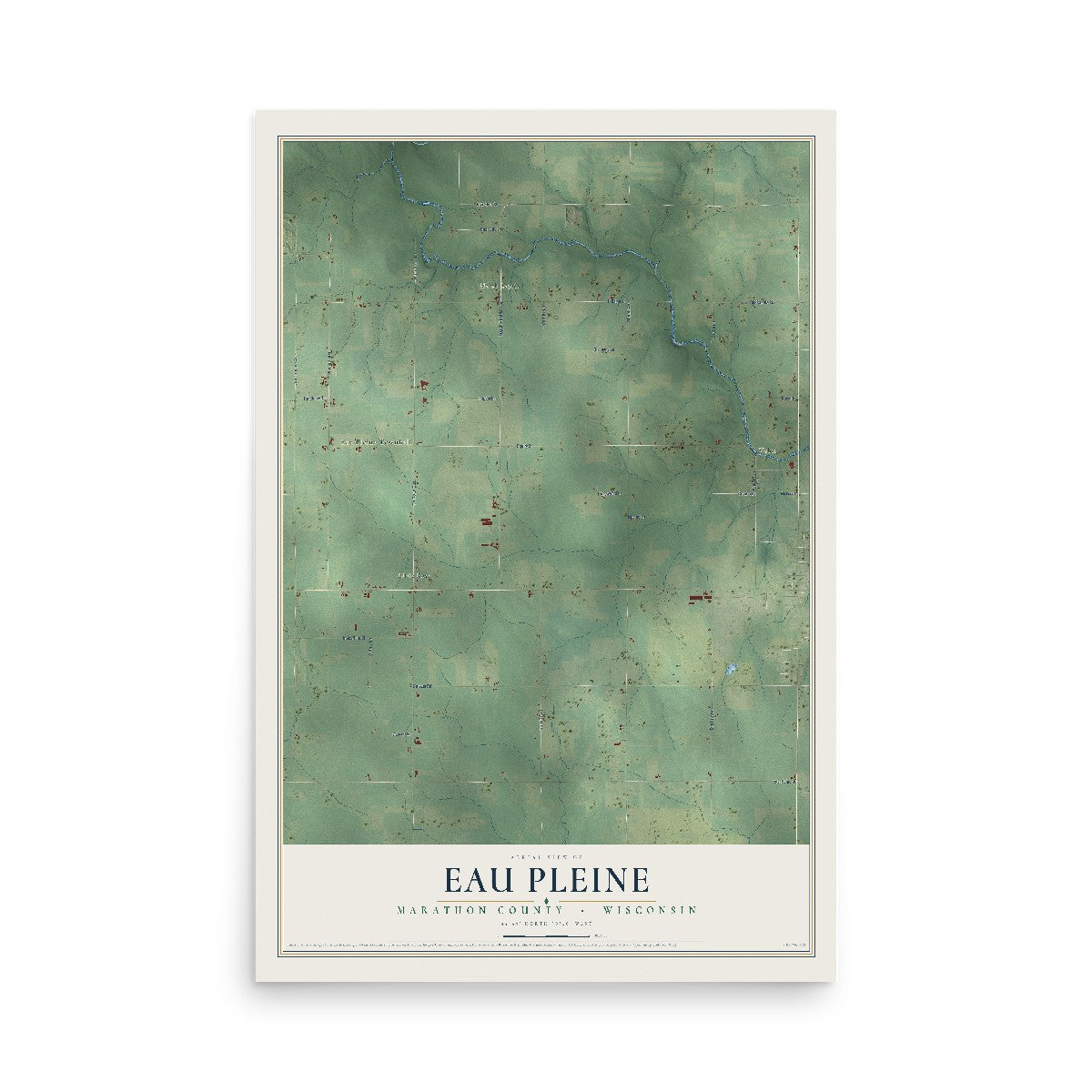 Map of Eau Pleine, Marathon County, Wisconsin, 12 x 18 inch unframed archival matte print