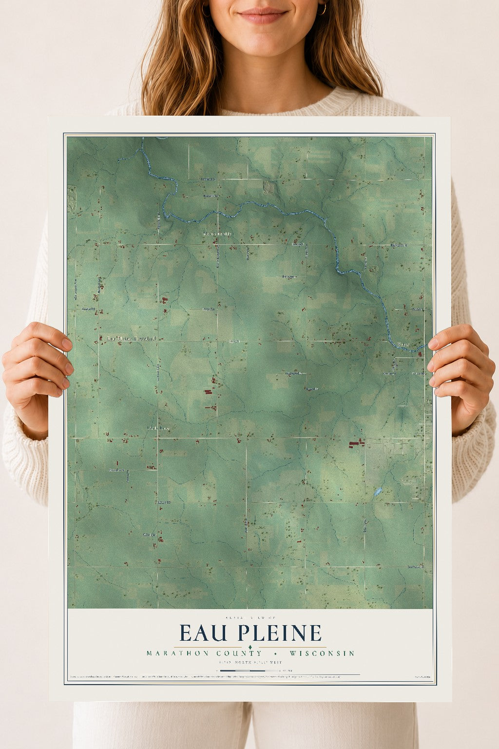 Map of Eau Pleine, Marathon County, Wisconsin, 18 x 24 inch unframed archival matte print