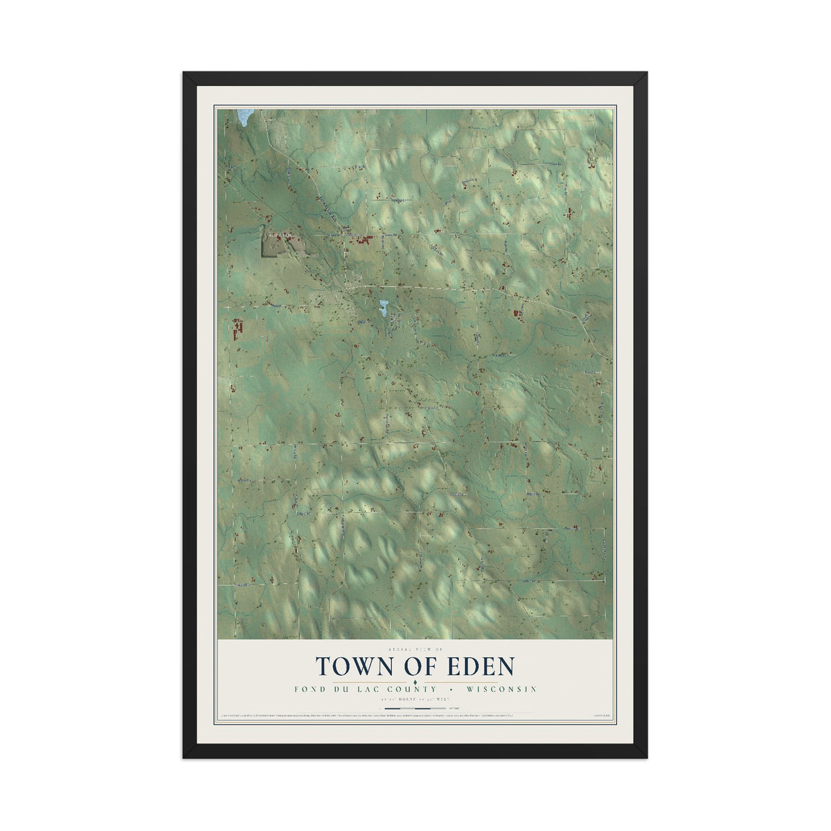 Map of the Town of Eden, Fond du Lac County, Wisconsin, 12 x 18 inch print in a black wood frame