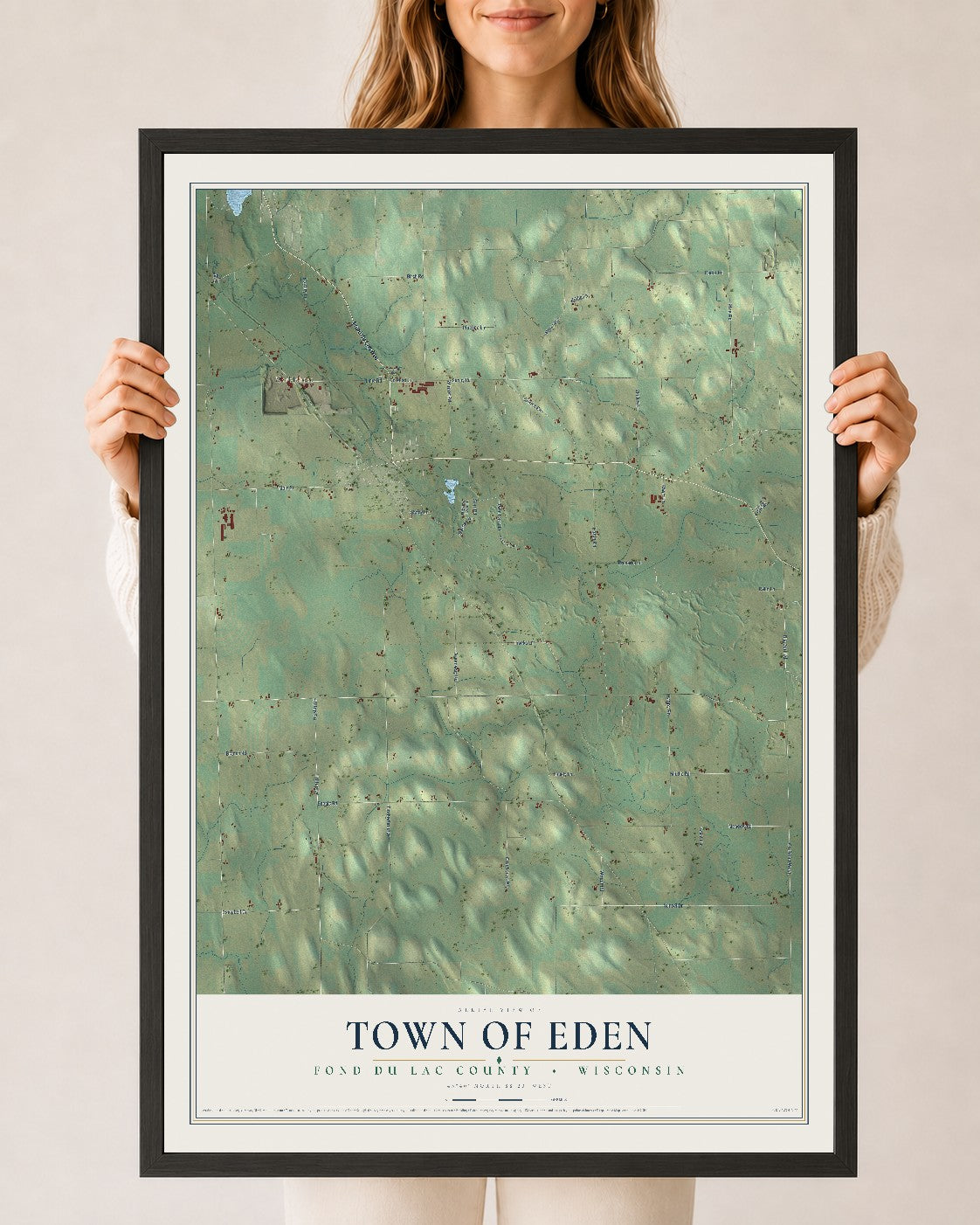 Map of the Town of Eden, Fond du Lac County, Wisconsin, 24 x 36 inch print in a black wood frame