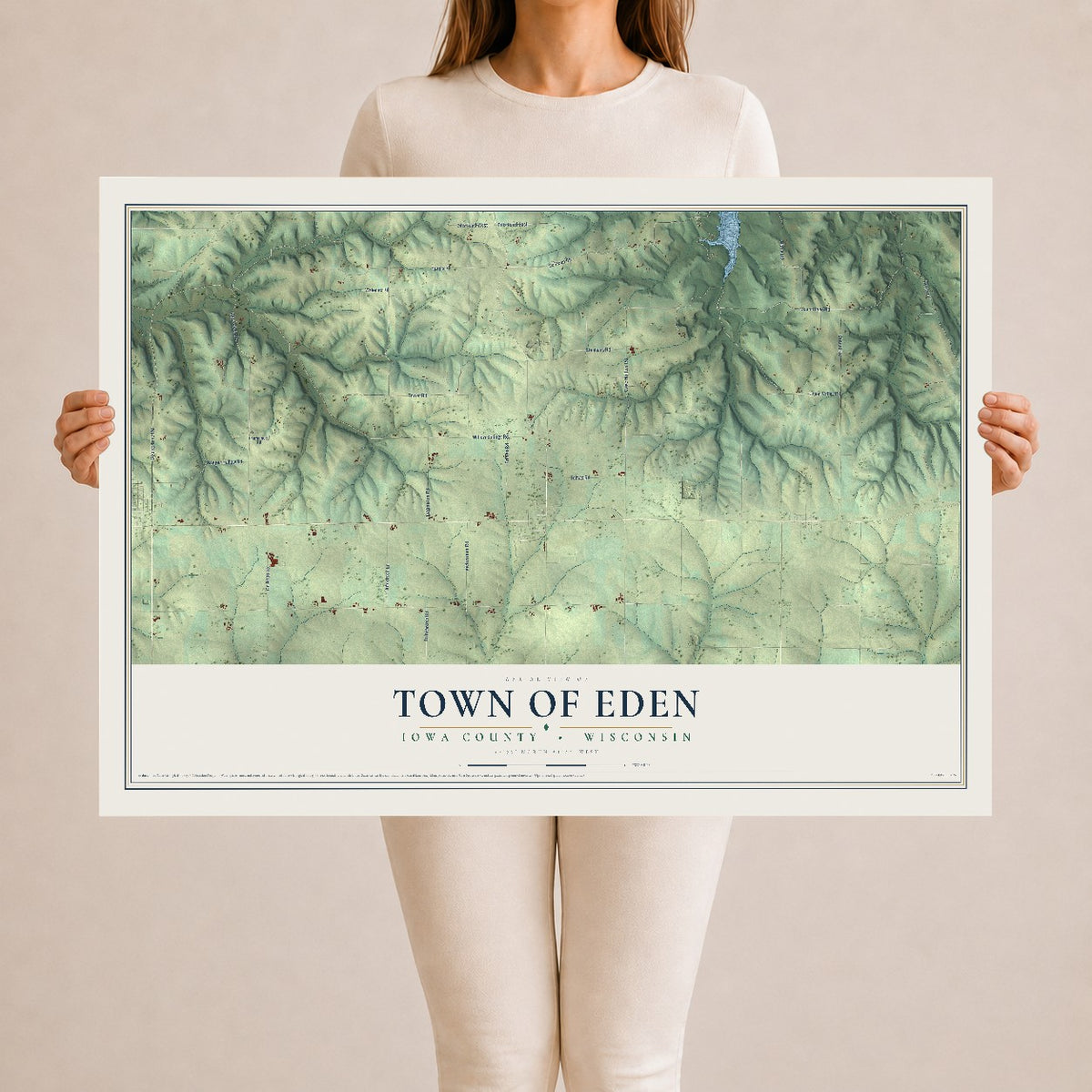 Map of the Town of Eden, Iowa County, Wisconsin, 24 x 36 inch unframed archival matte print