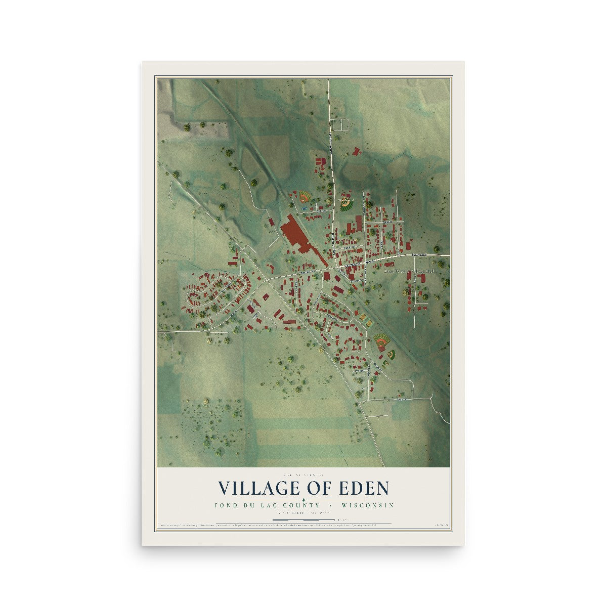 Map of Eden, Wisconsin, 12 x 18 inch unframed archival matte print