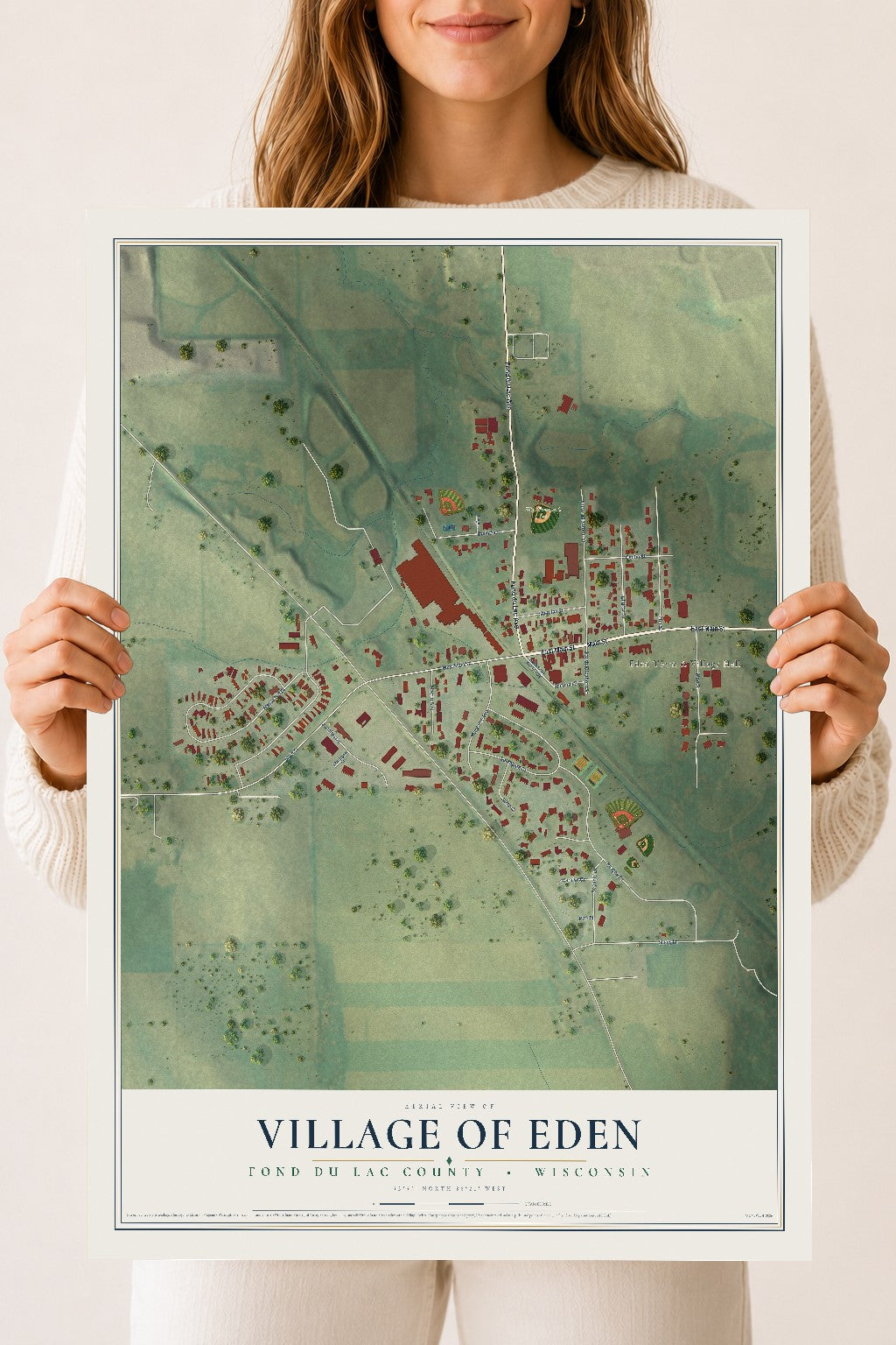 Map of Eden, Wisconsin, 18 x 24 inch unframed archival matte print