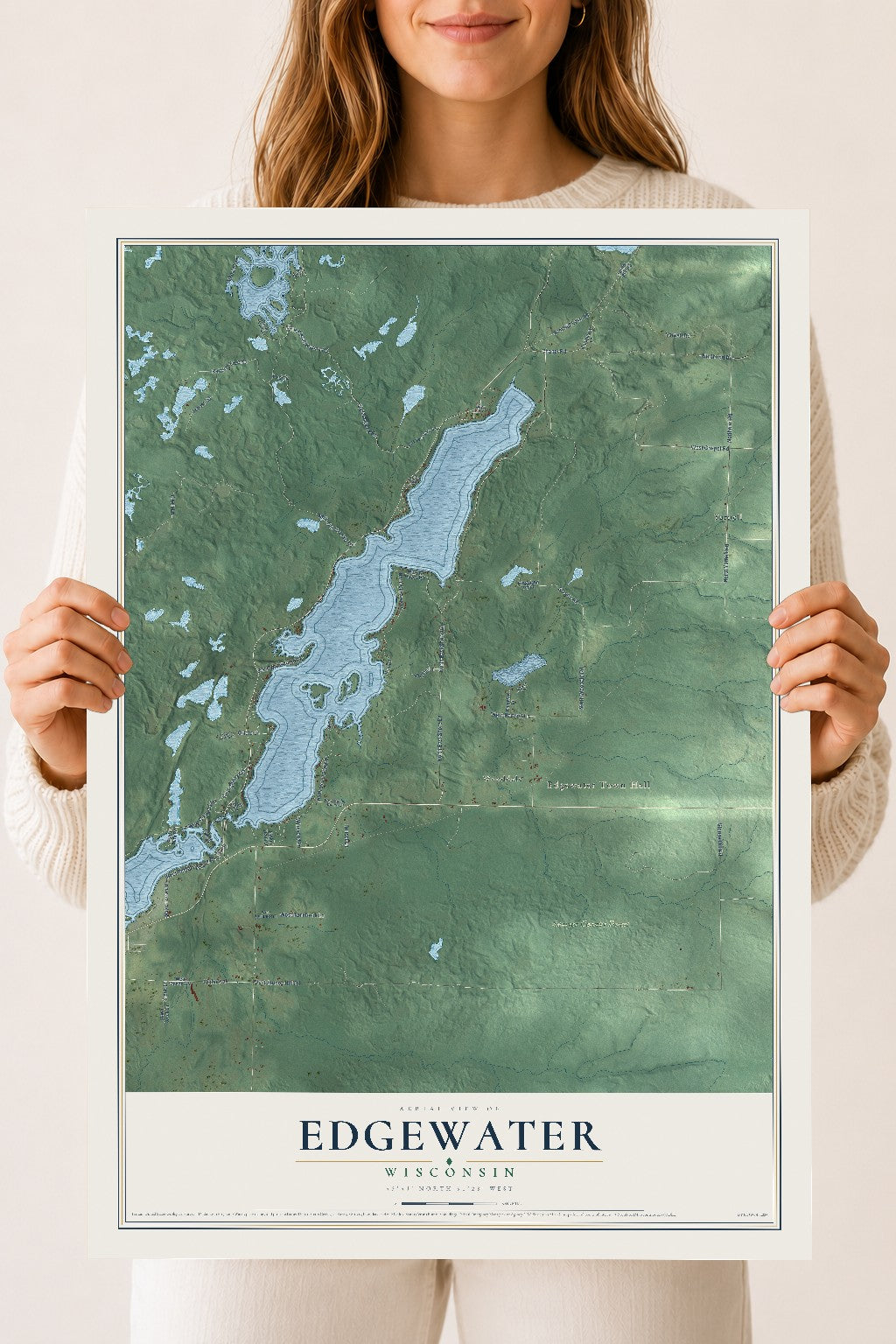 Map of Edgewater, Wisconsin, 18 x 24 inch unframed archival matte print
