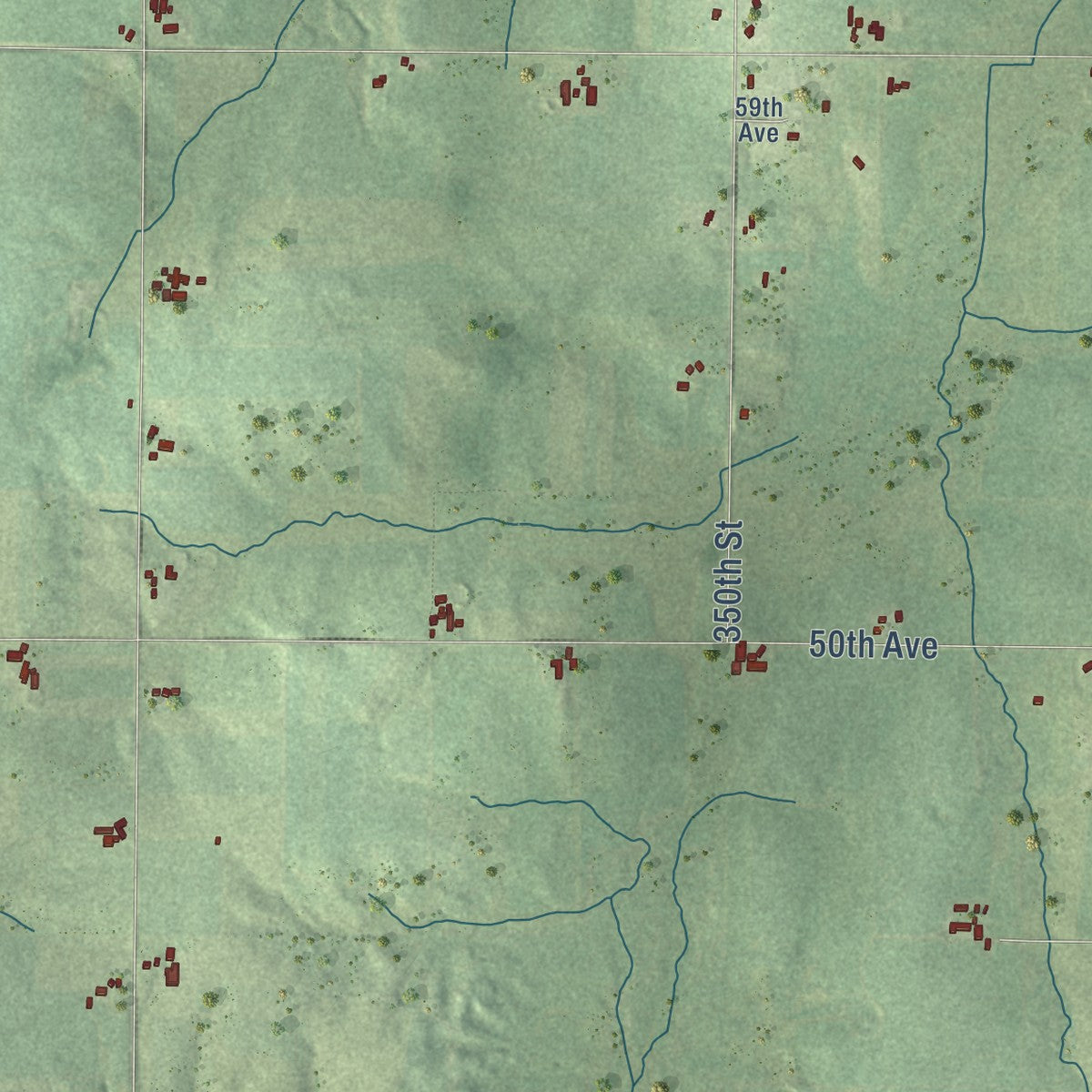 Close-up of the map of Edson, Wisconsin print showing street and building detail