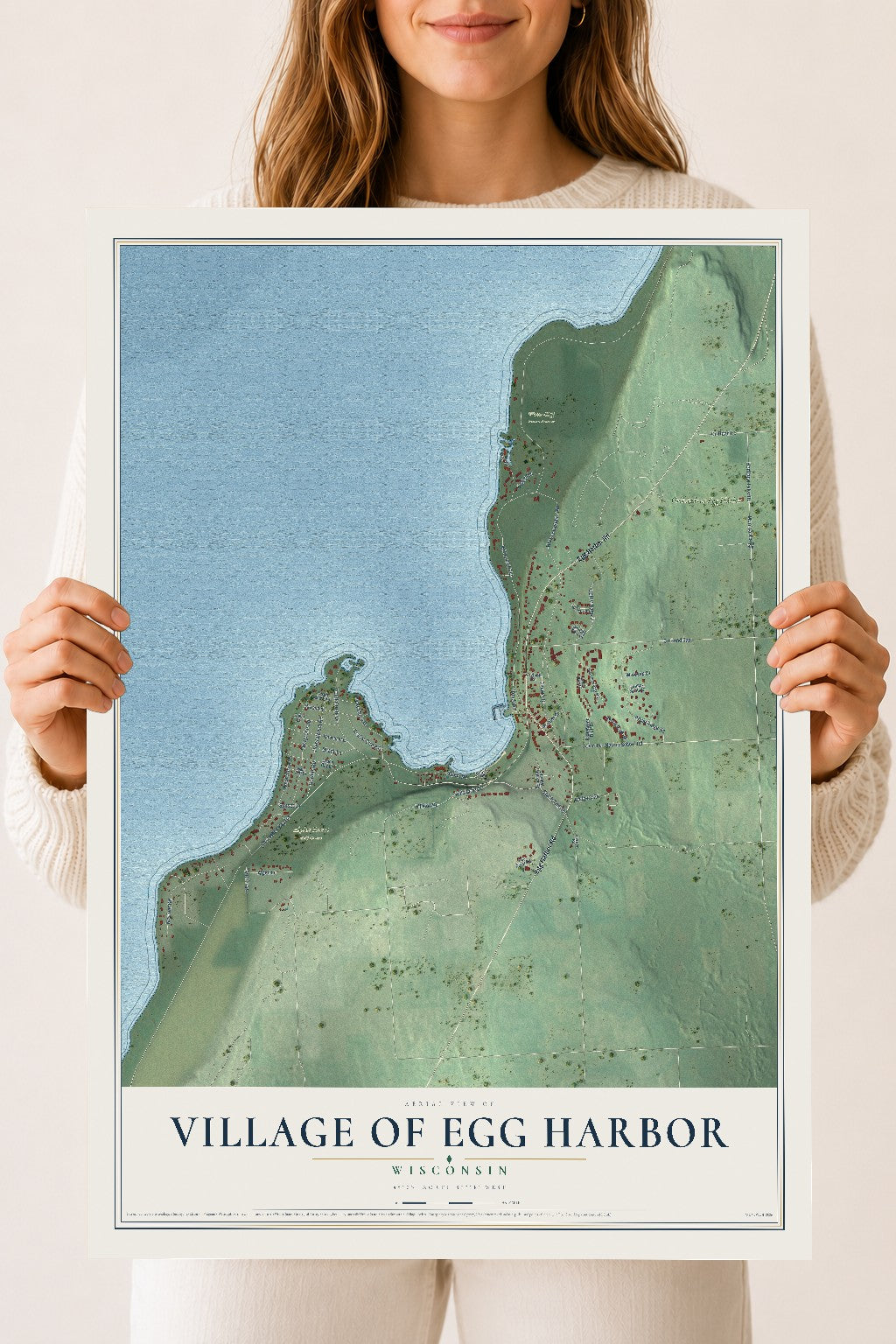 Map of Egg Harbor, Wisconsin, 18 x 24 inch unframed archival matte print