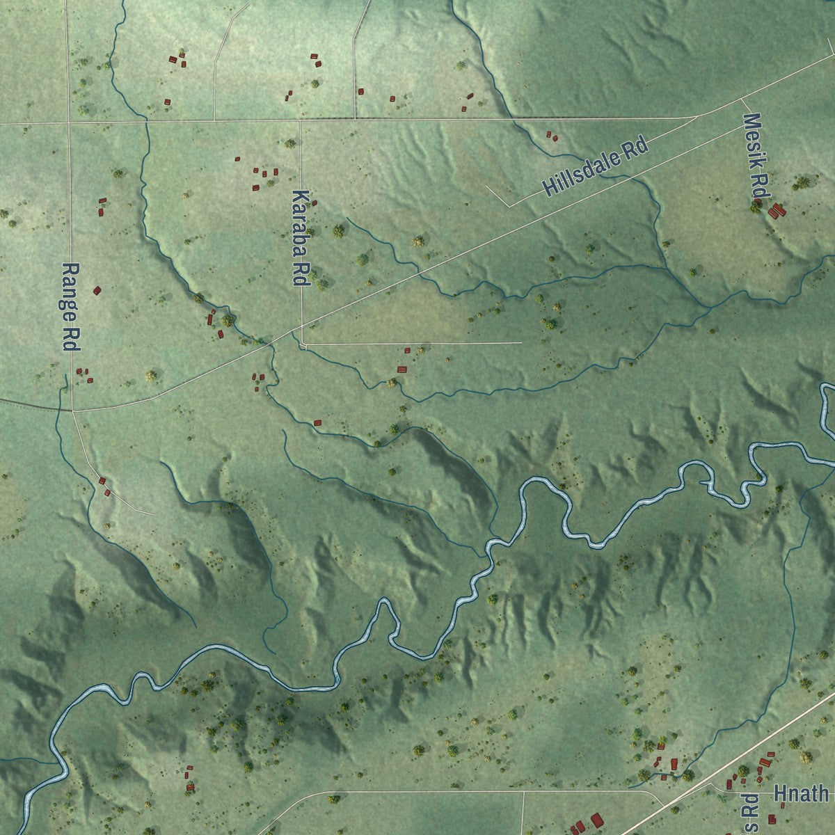 Second close-up of the map of Eileen, Wisconsin print showing more streets and buildings