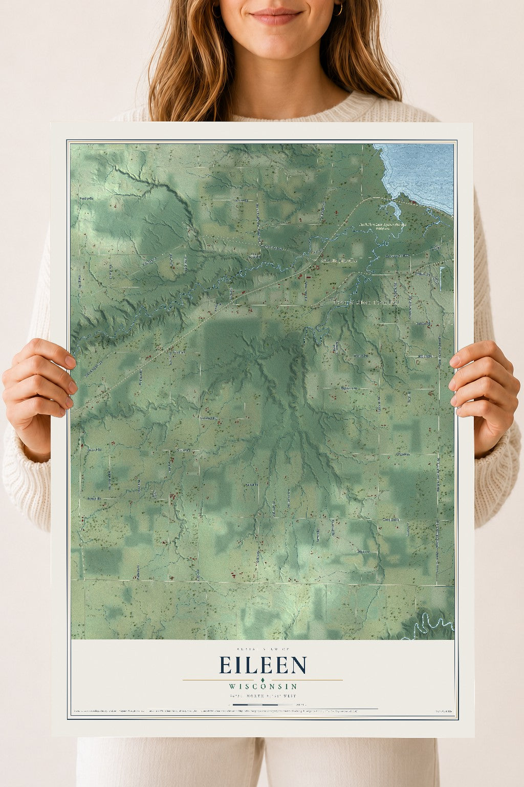 Map of Eileen, Wisconsin, 18 x 24 inch unframed archival matte print