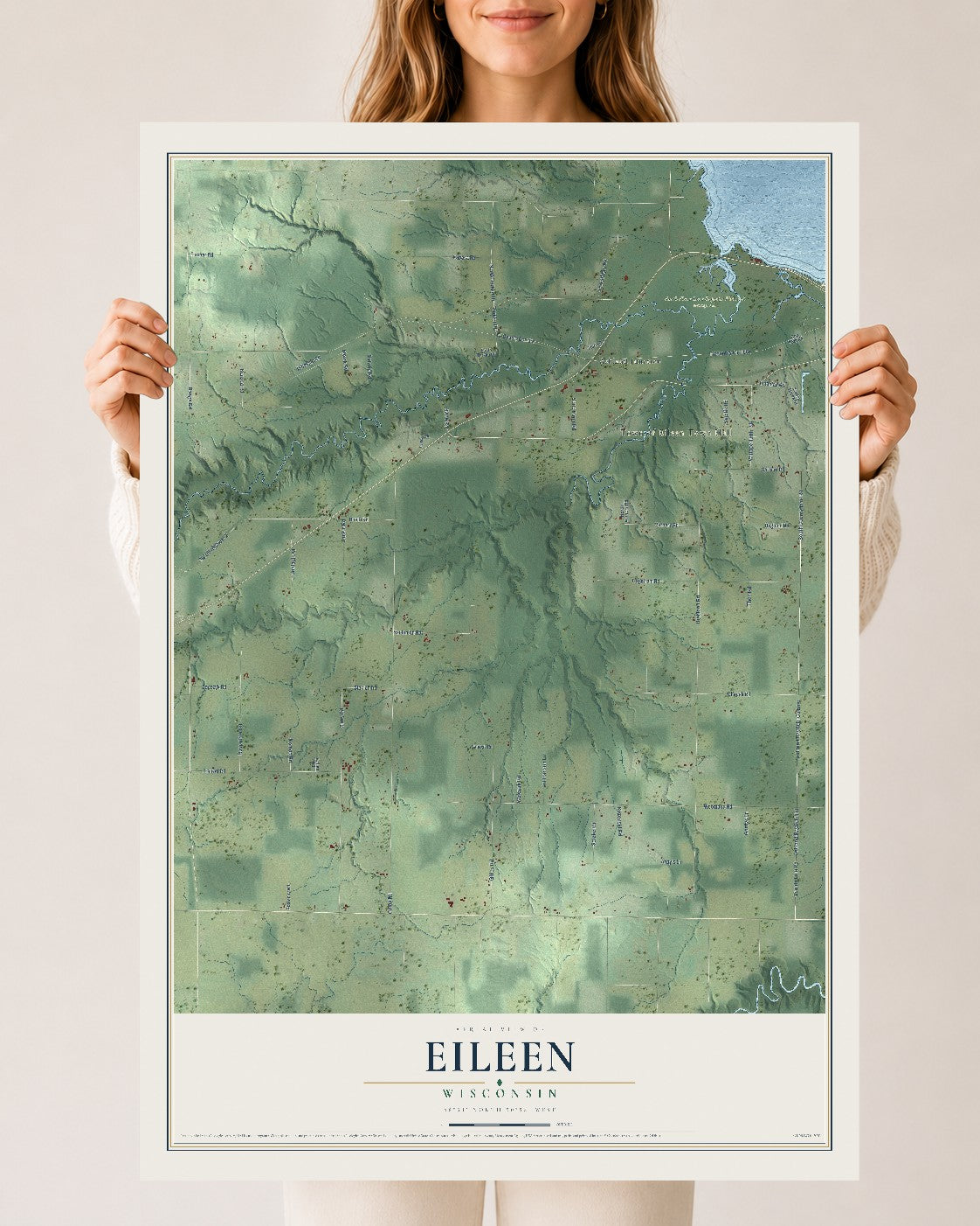 Map of Eileen, Wisconsin, 24 x 36 inch unframed archival matte print