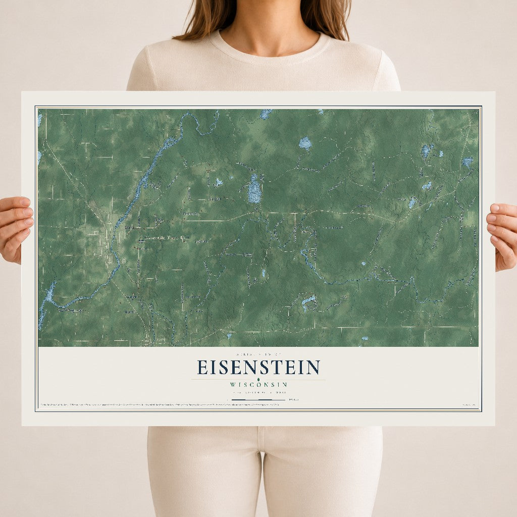 Map of Eisenstein, Wisconsin, 18 x 24 inch unframed archival matte print