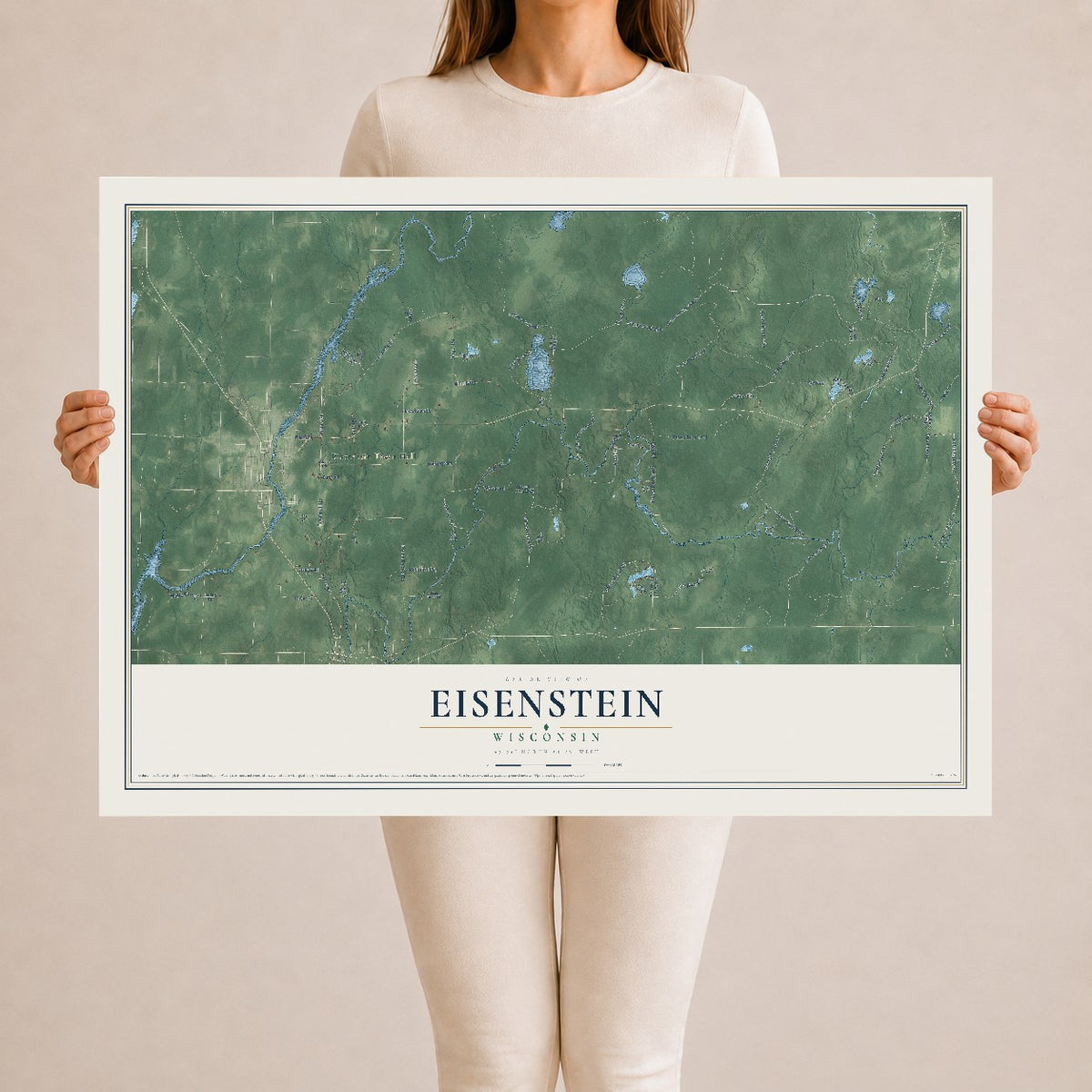 Map of Eisenstein, Wisconsin, 24 x 36 inch unframed archival matte print