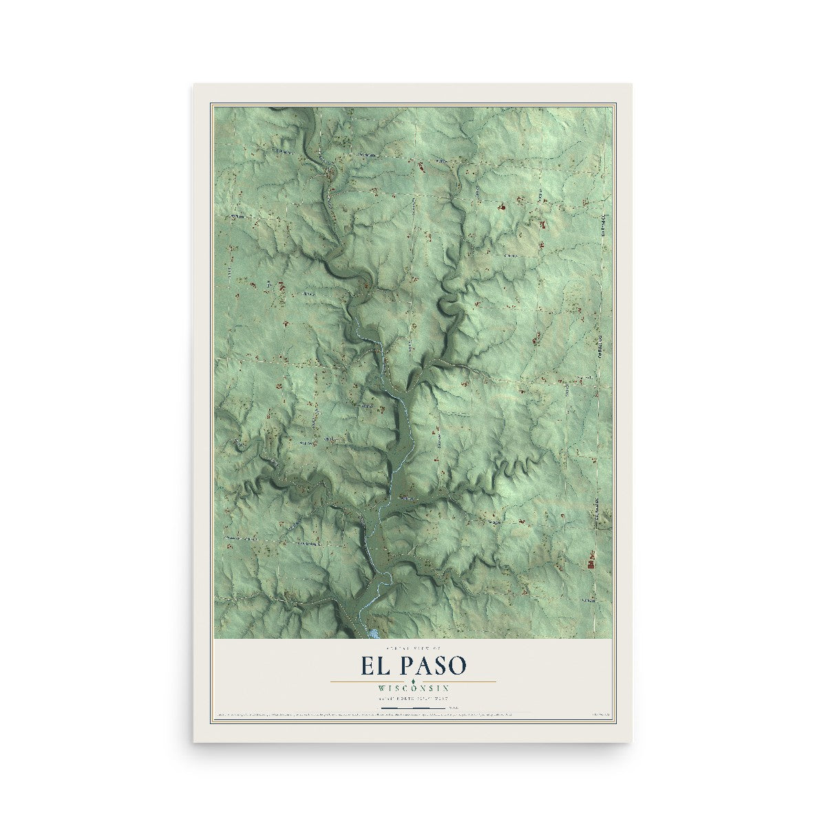 Map of El Paso, Wisconsin, 12 x 18 inch unframed archival matte print