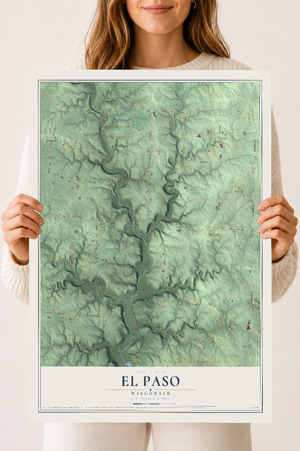 Map of El Paso, Wisconsin, 18 x 24 inch unframed archival matte print