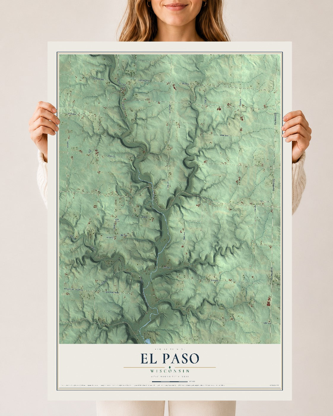 Map of El Paso, Wisconsin, 24 x 36 inch unframed archival matte print