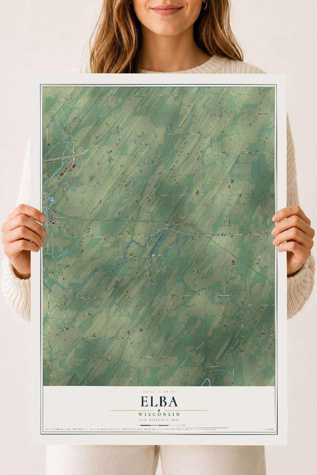 Map of Elba, Wisconsin, 18 x 24 inch unframed archival matte print