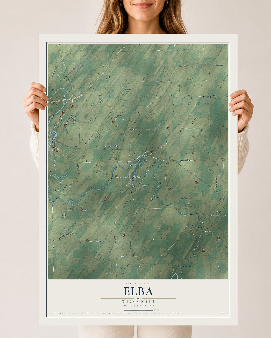 Map of Elba, Wisconsin, 24 x 36 inch unframed archival matte print