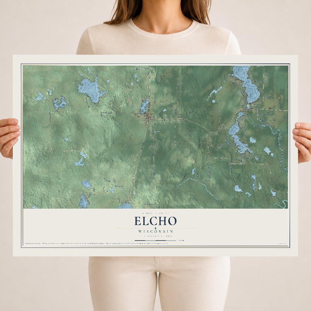 Map of Elcho, Wisconsin, 18 x 24 inch unframed archival matte print