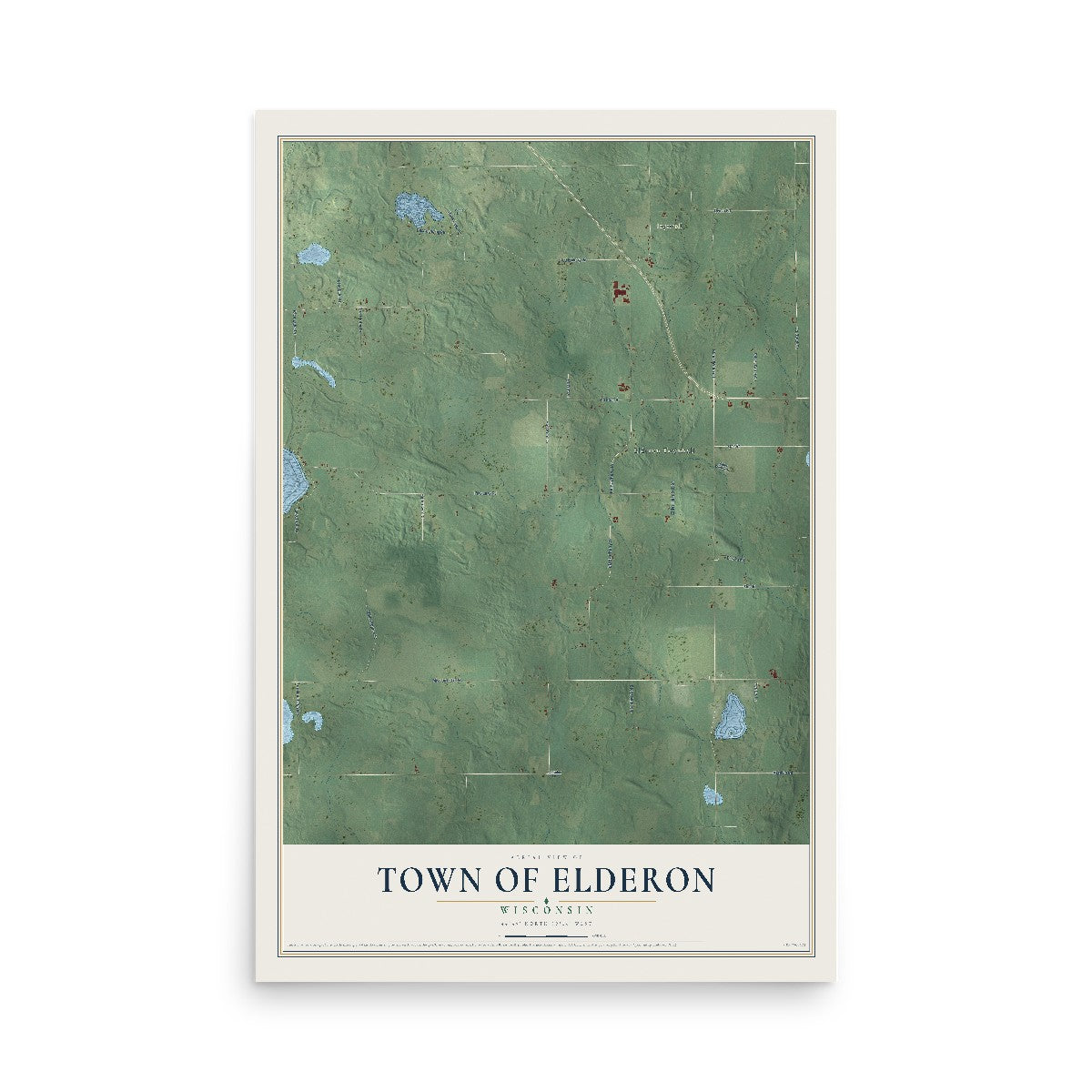 Map of the Town of Elderon, Wisconsin, 12 x 18 inch unframed archival matte print