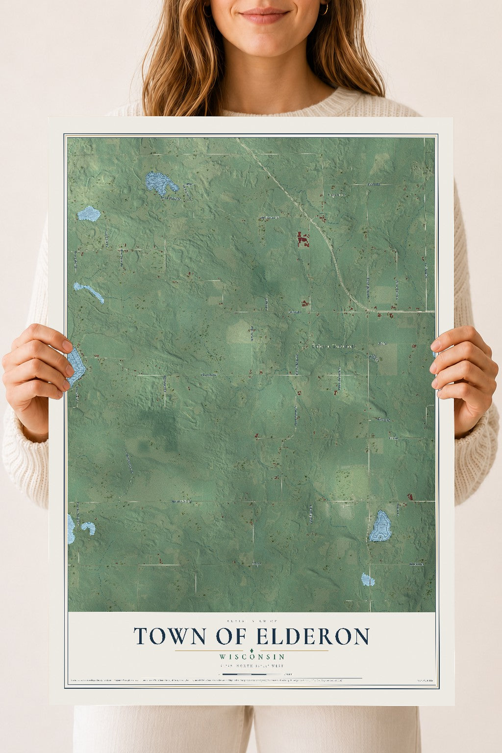 Map of the Town of Elderon, Wisconsin, 18 x 24 inch unframed archival matte print