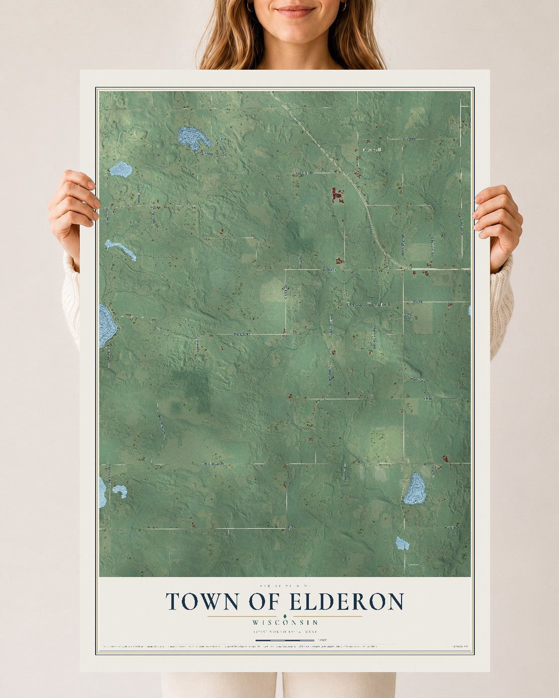 Map of the Town of Elderon, Wisconsin, 24 x 36 inch unframed archival matte print
