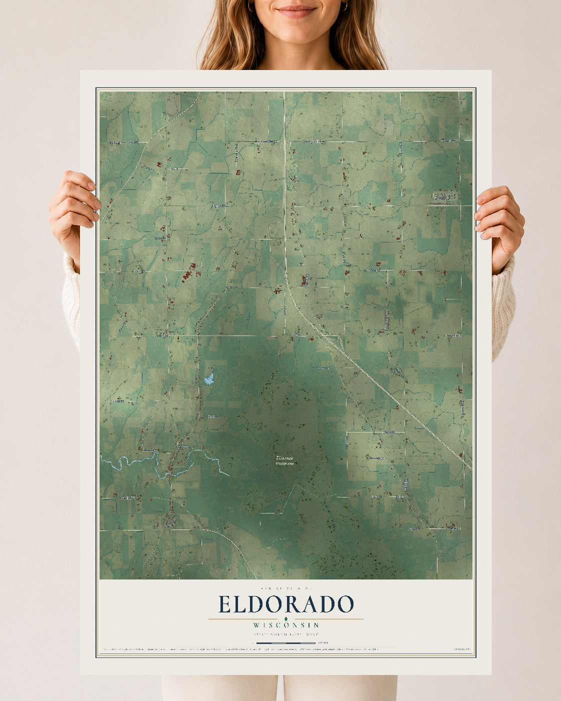 Map of Eldorado, Wisconsin, 24 x 36 inch unframed archival matte print