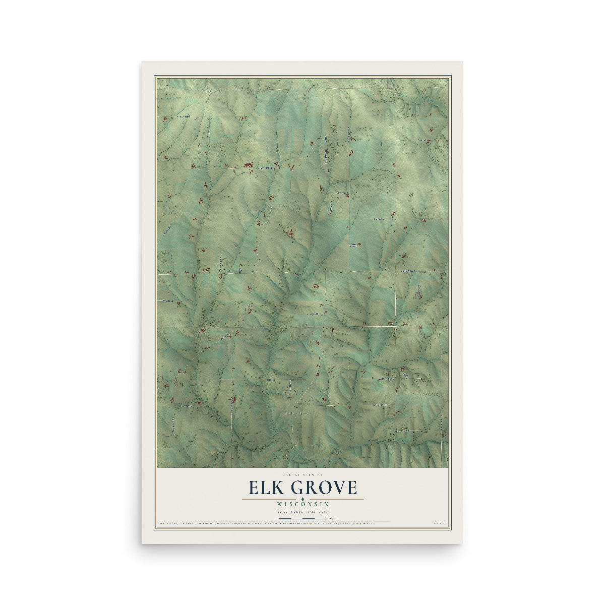 Map of Elk Grove, Wisconsin, 12 x 18 inch unframed archival matte print